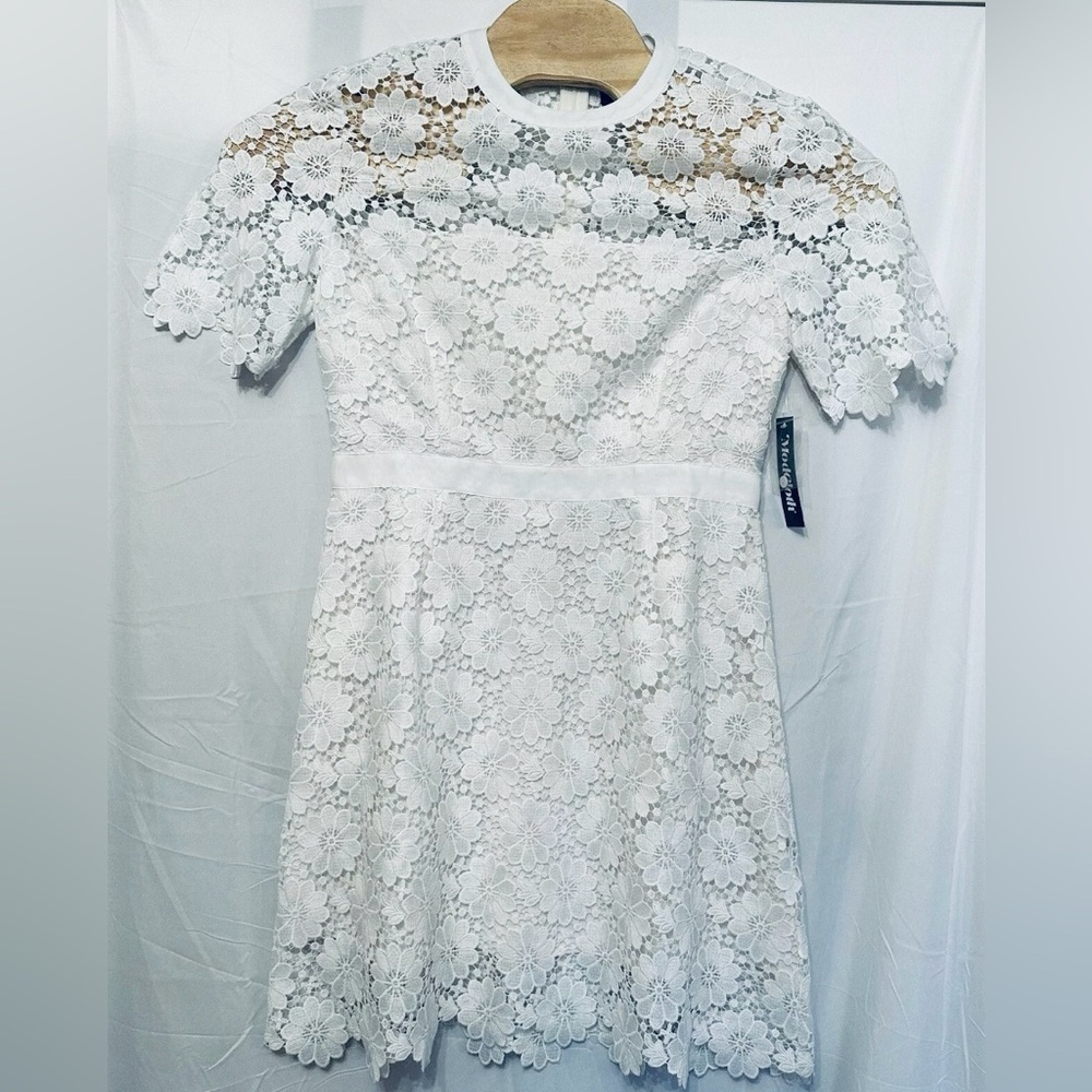 Mod Cloth short slv white lace knee length dress wedding bridal shower rehearsal